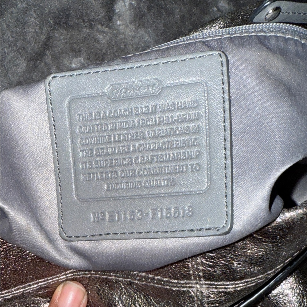 Coach Silver Leather Handbag